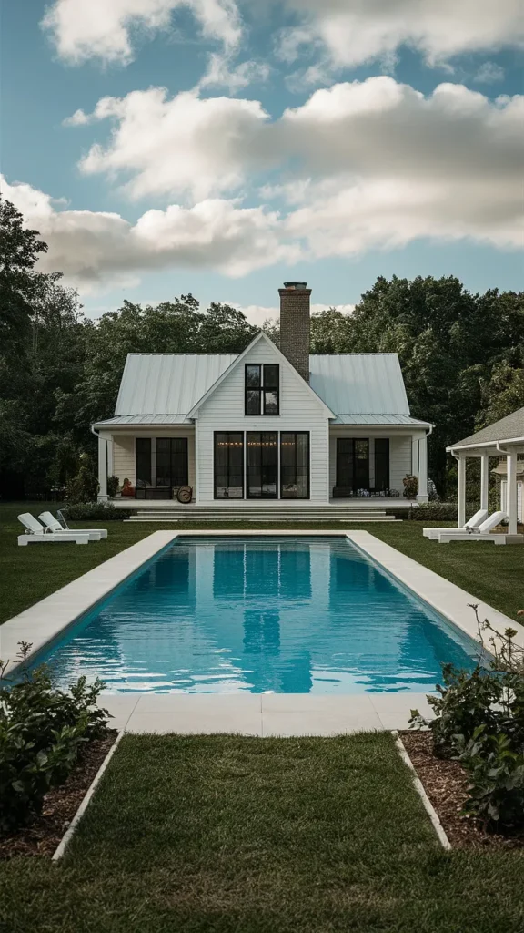 farmhouse yard with pool