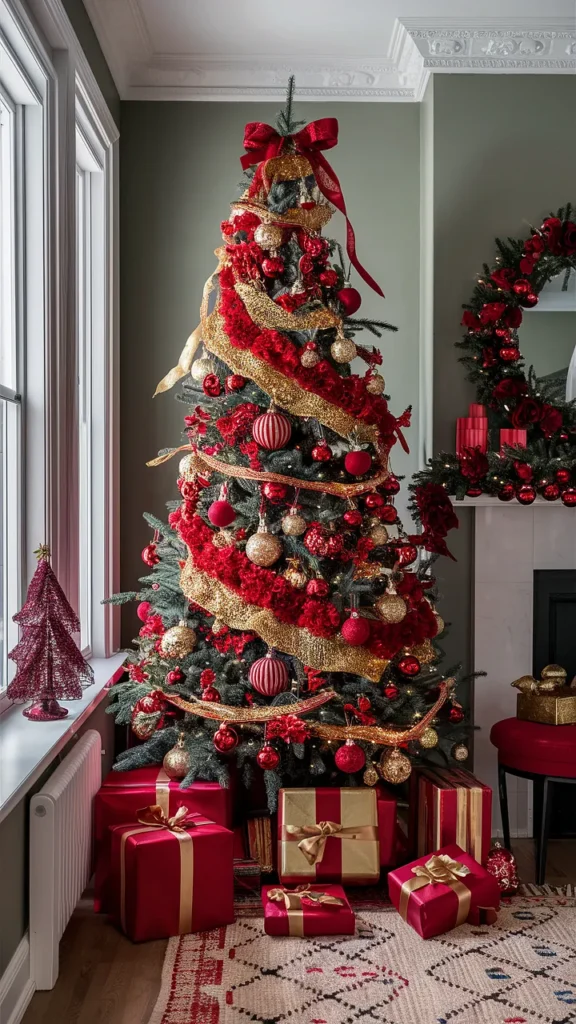 5ft christmas tree red and gold decor ideas
