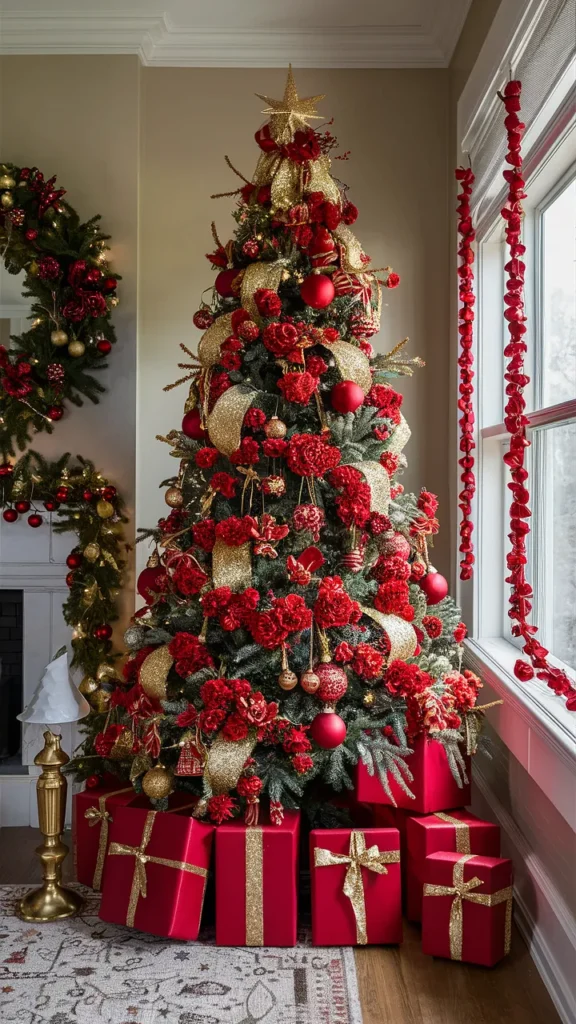 5ft christmas tree red and gold decor ideas