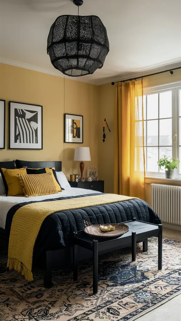 bedroom ideas black yellow