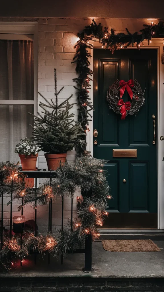 christmas porch decor apartment