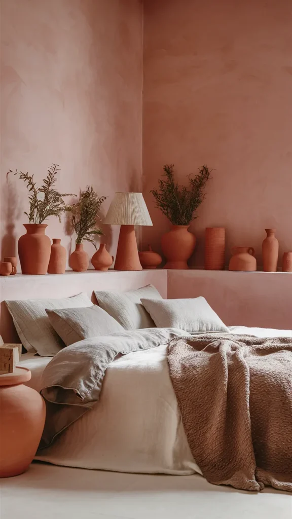 earthy pink bedroom ideas