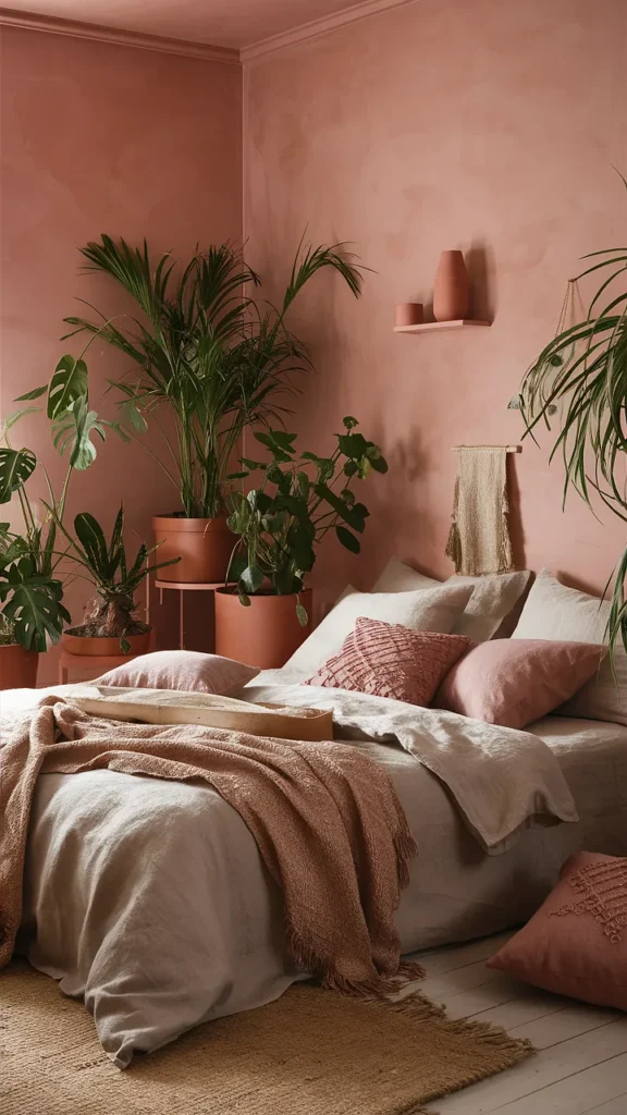 earthy pink bedroom ideas