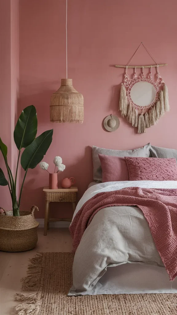 earthy pink bedroom ideas