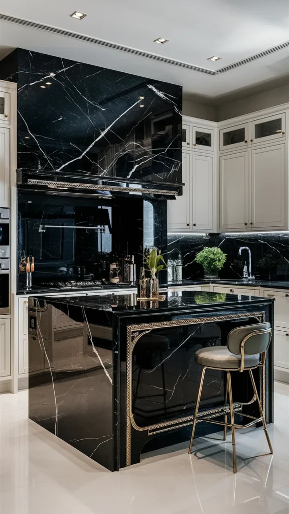 kitchen island ideas marble black