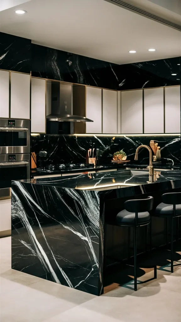 kitchen island ideas marble black
