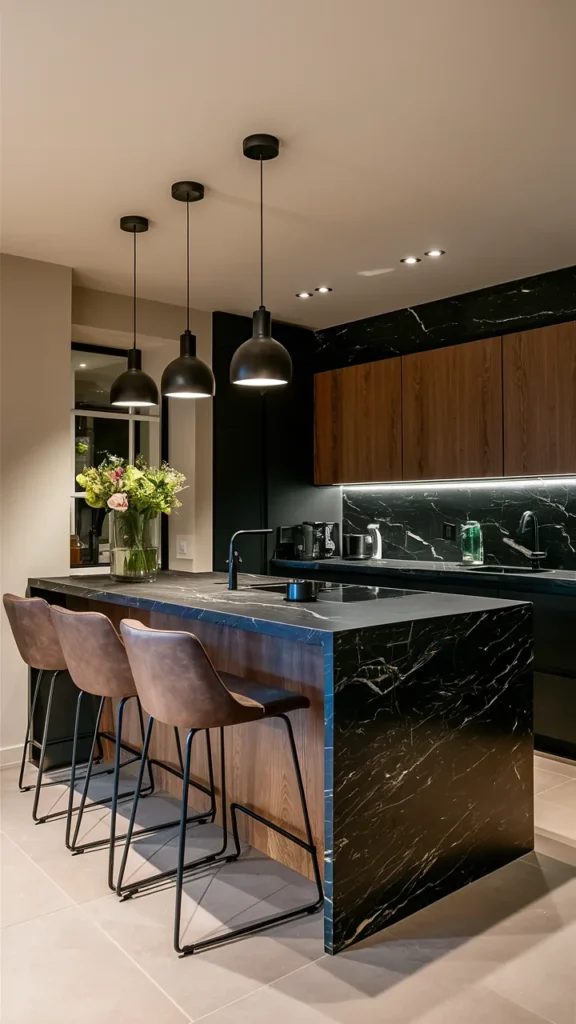 kitchen island ideas marble black