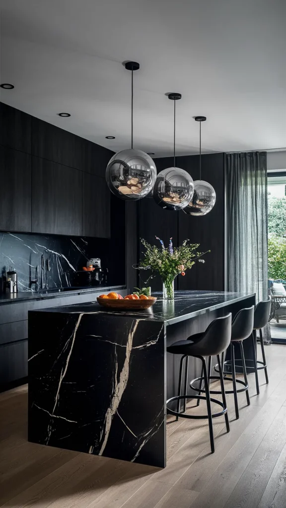 kitchen island ideas marble black