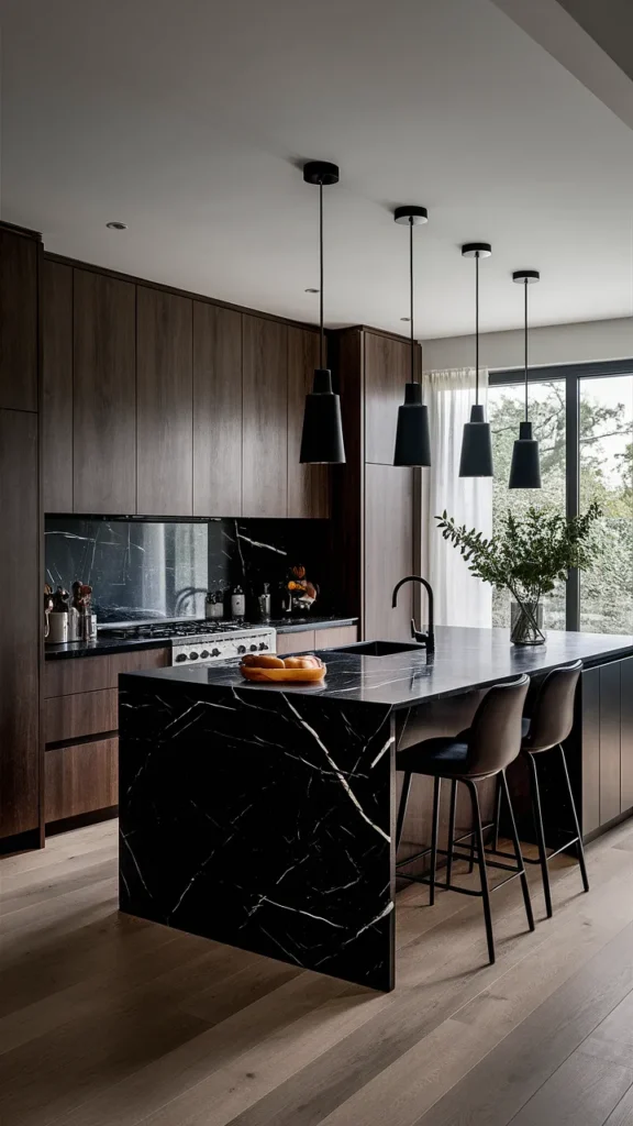 kitchen island ideas marble black