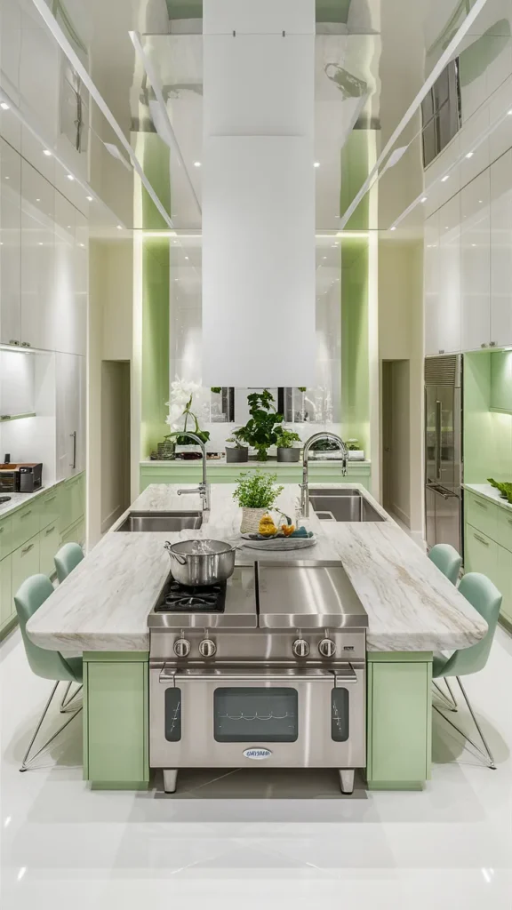 kitchen island ideas mint green