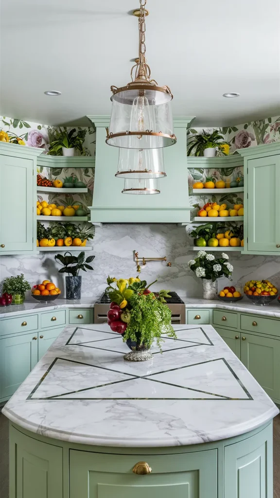 kitchen island ideas mint green