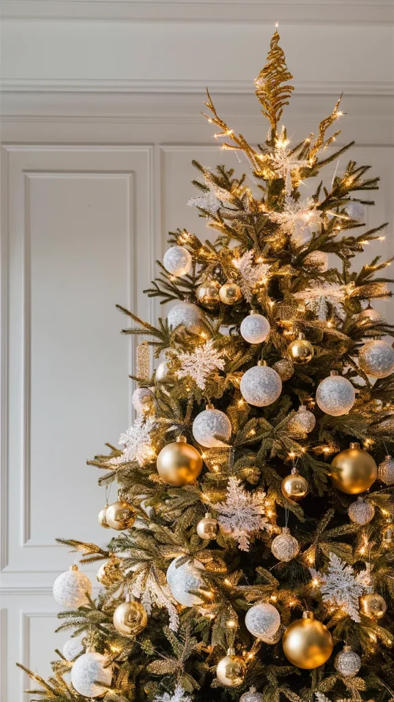 christmas tree gold and white