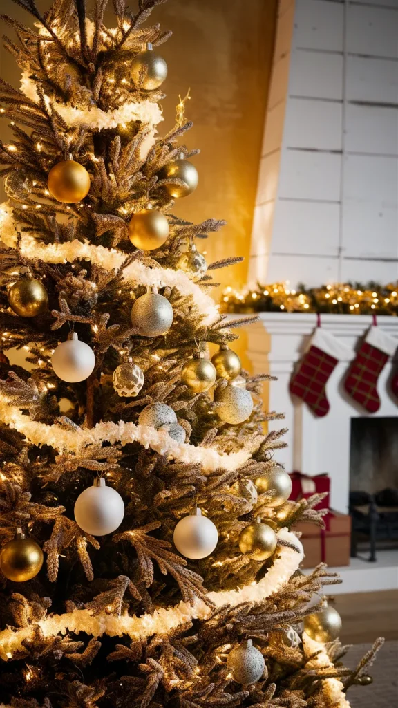 christmas tree gold and white