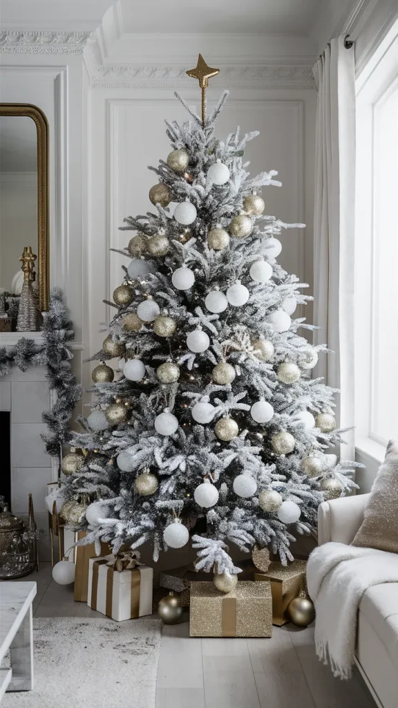 christmas tree gold and white