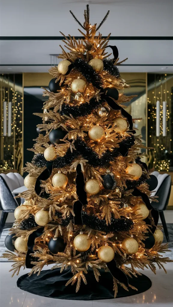 christmas tree gold black