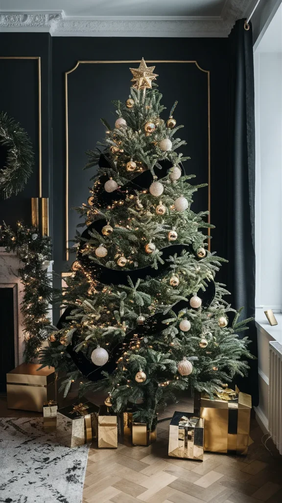 christmas tree gold black