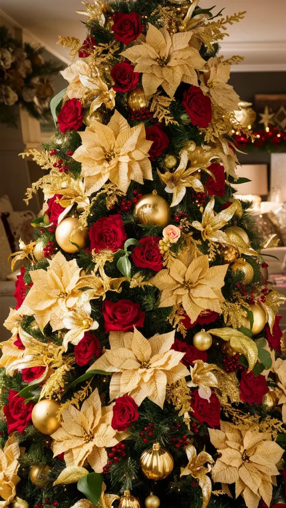 christmas tree gold flowers