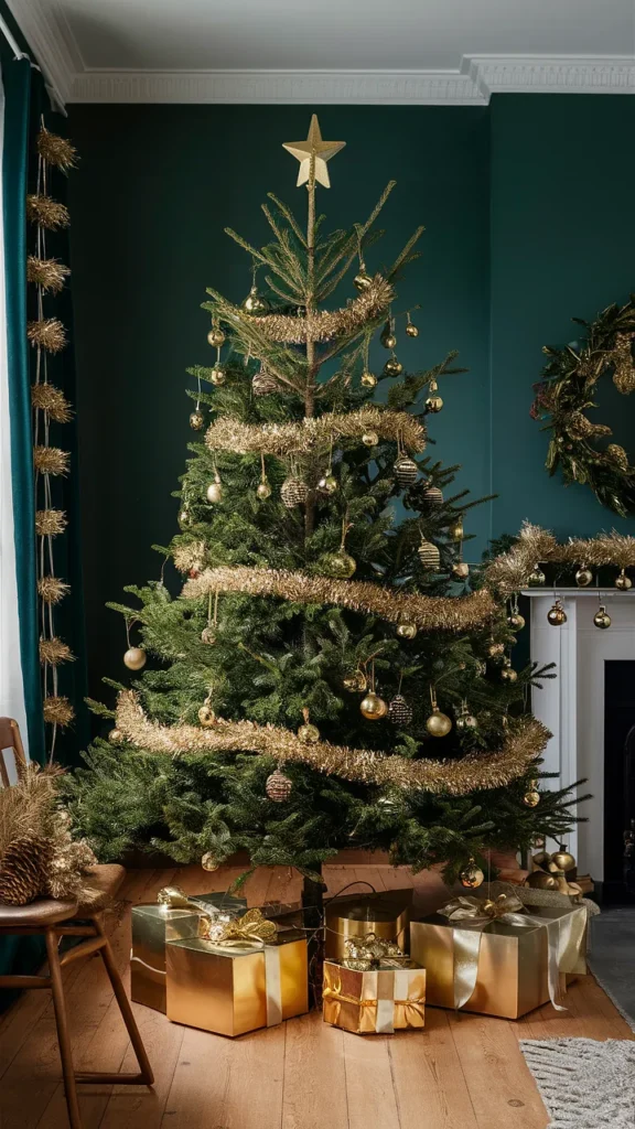 christmas tree gold green