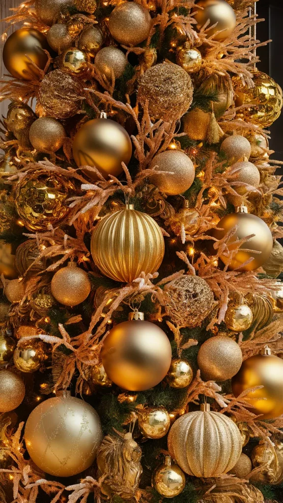 christmas tree gold ornaments