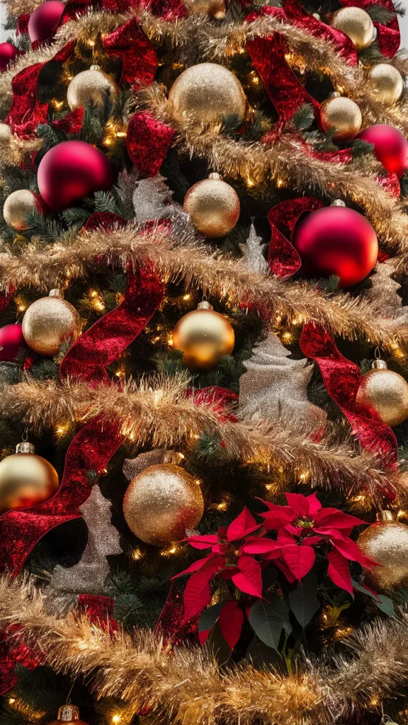 christmas tree gold red