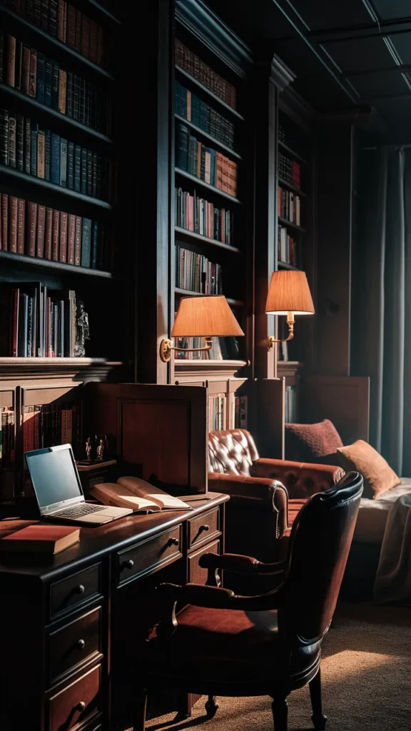 dark academia university bedroom