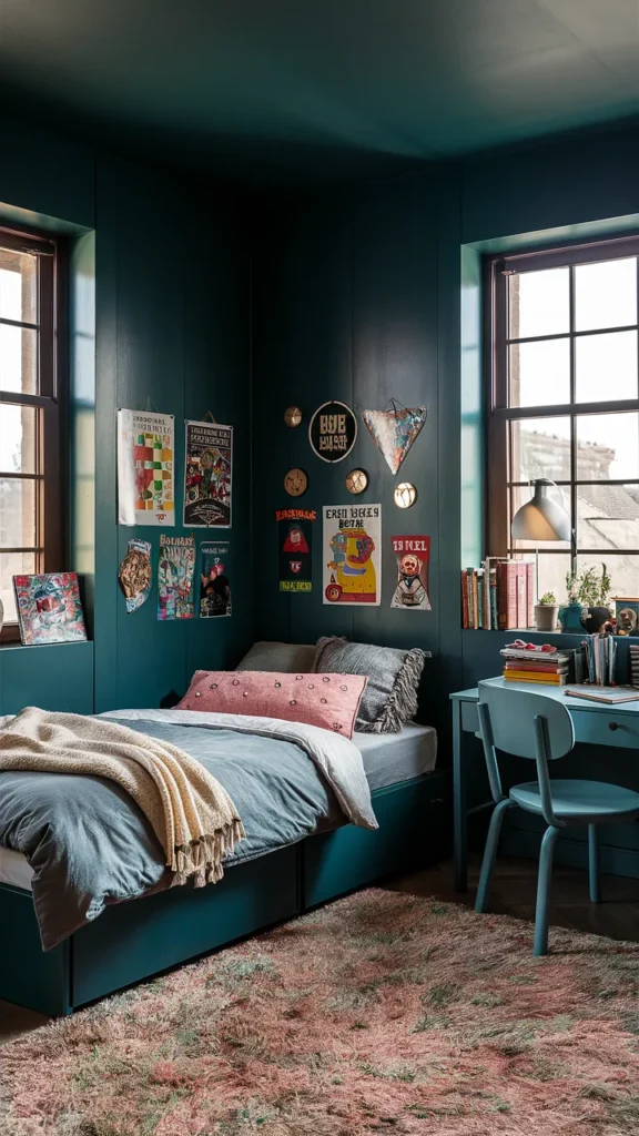 dark teal bedroom kids
