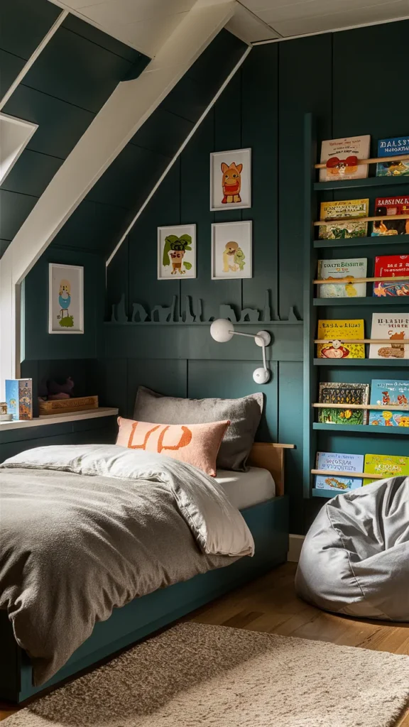 dark teal bedroom kids