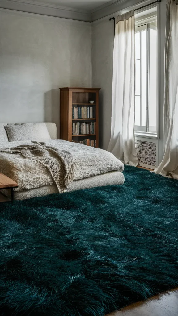 dark teal bedroom rug