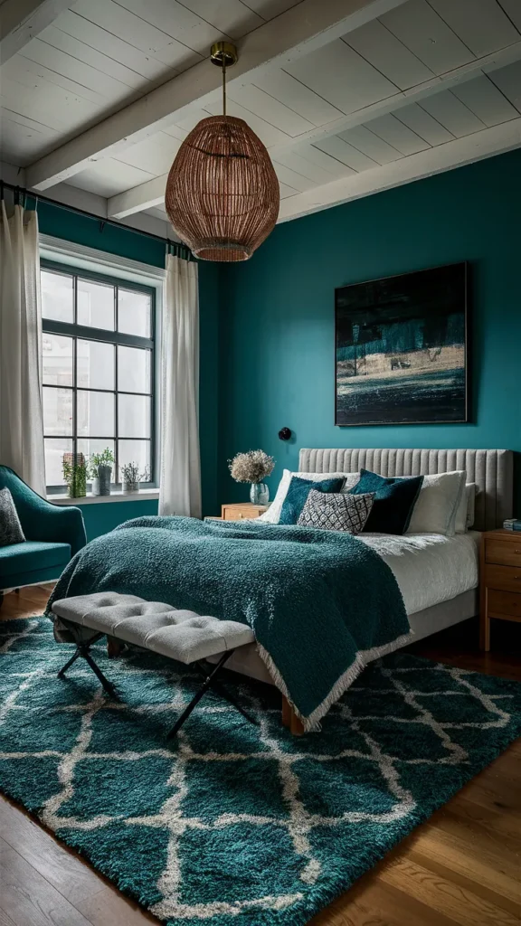 dark teal bedroom rug