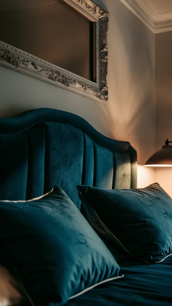 dark teal headboard bedroom ideas