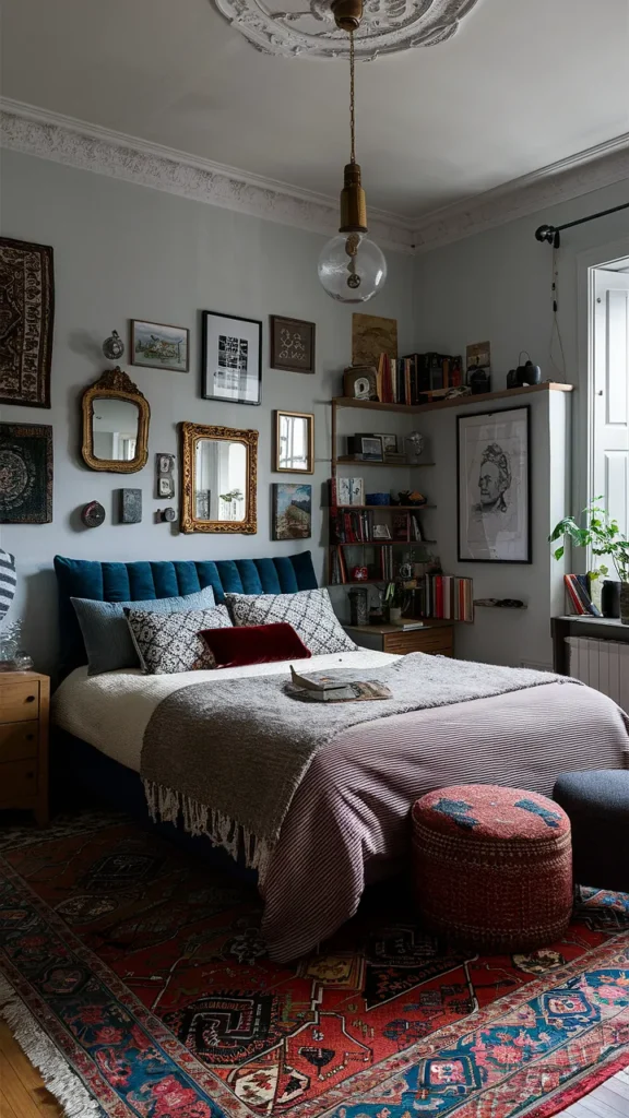 eclectic academia bedroom