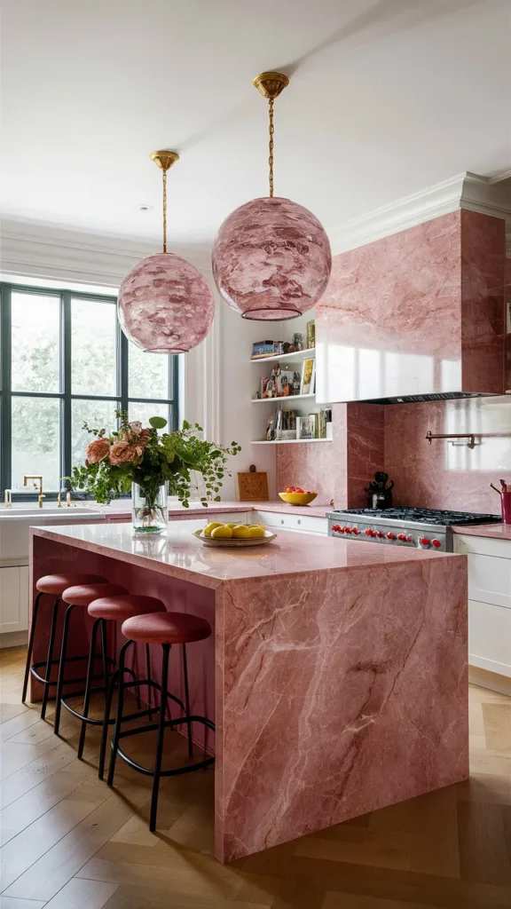kitchen ideas pink marble