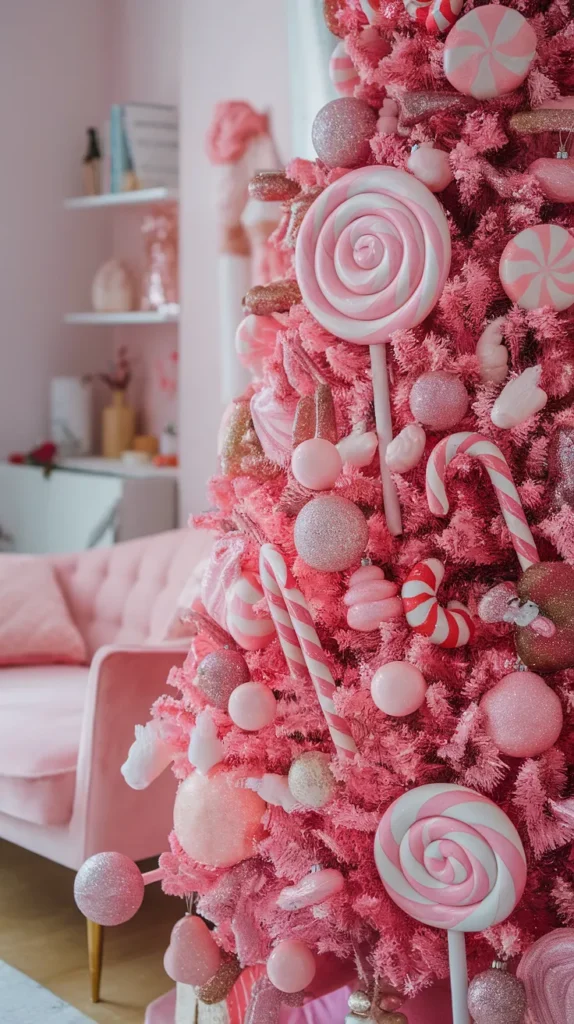 christmas tree pink candy