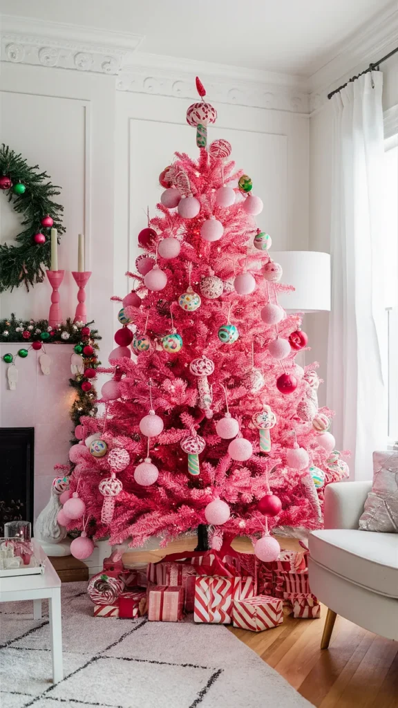 christmas tree pink candy
