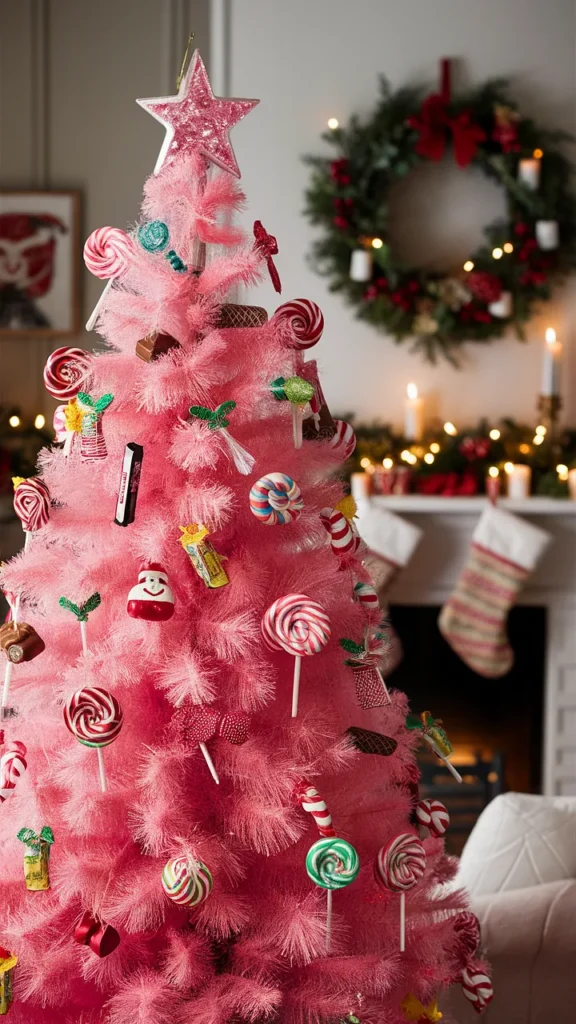 christmas tree pink candy