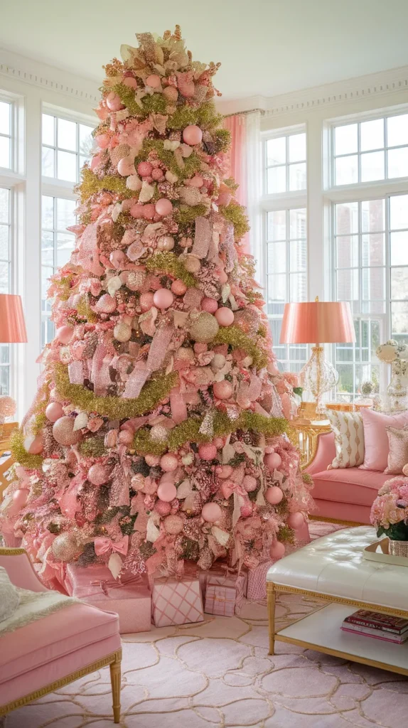 christmas tree pink gold