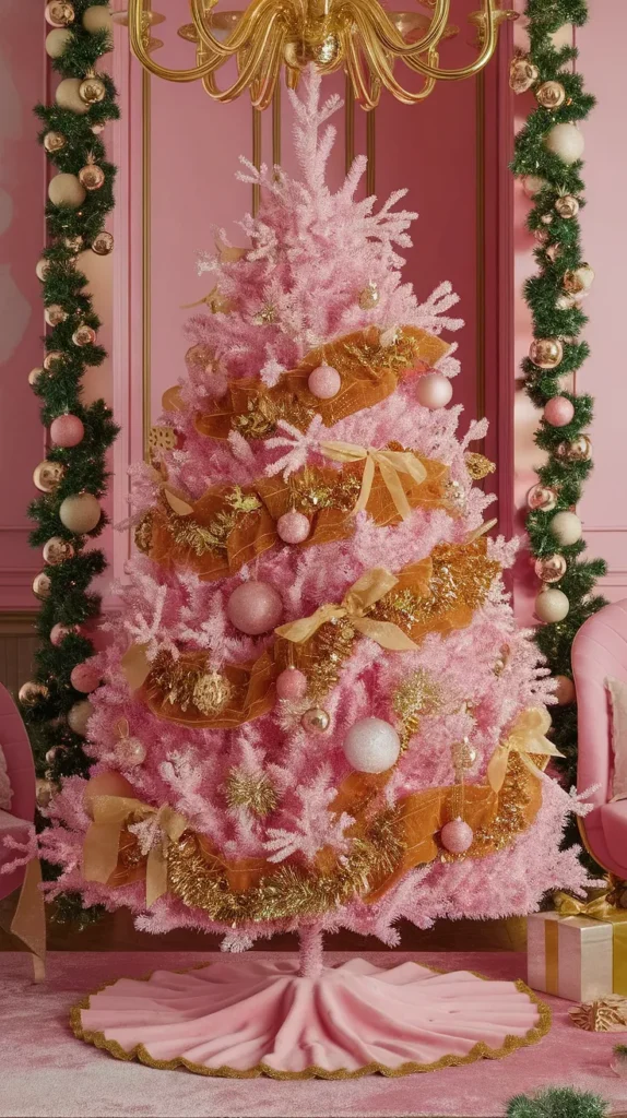 christmas tree pink gold