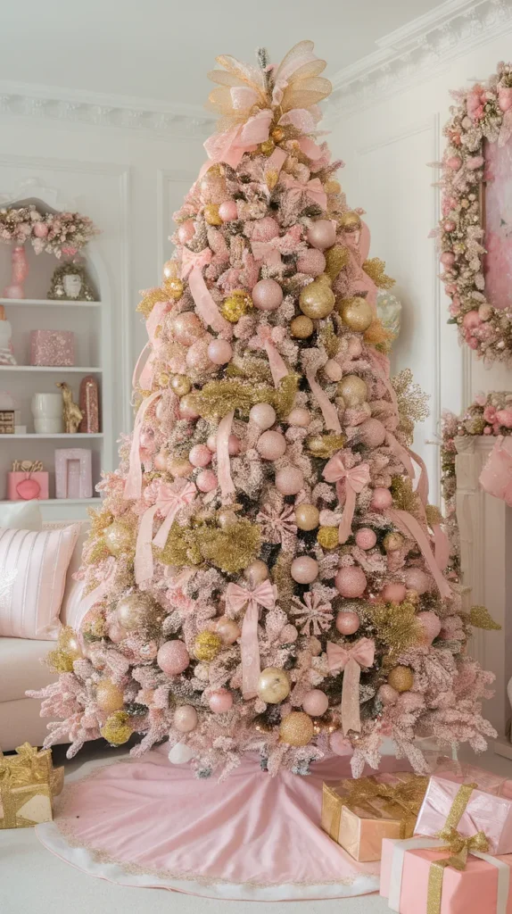 christmas tree pink gold