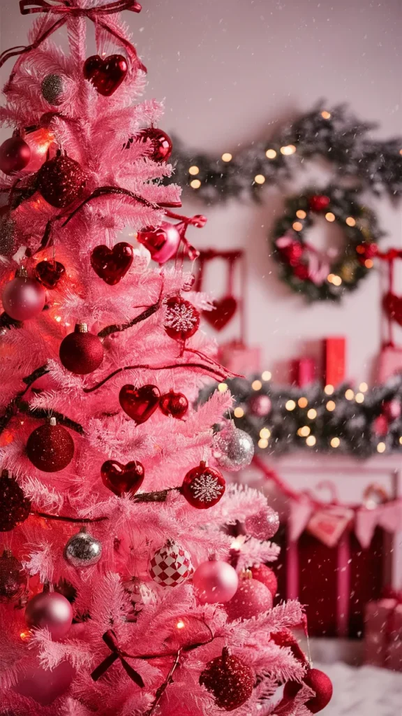 christmas tree pink red
