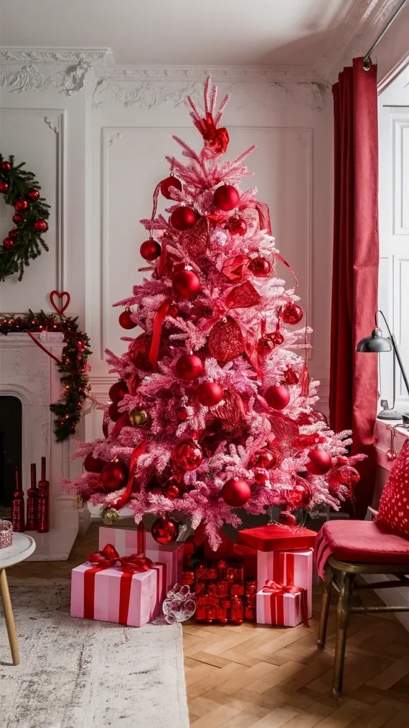 christmas tree pink red