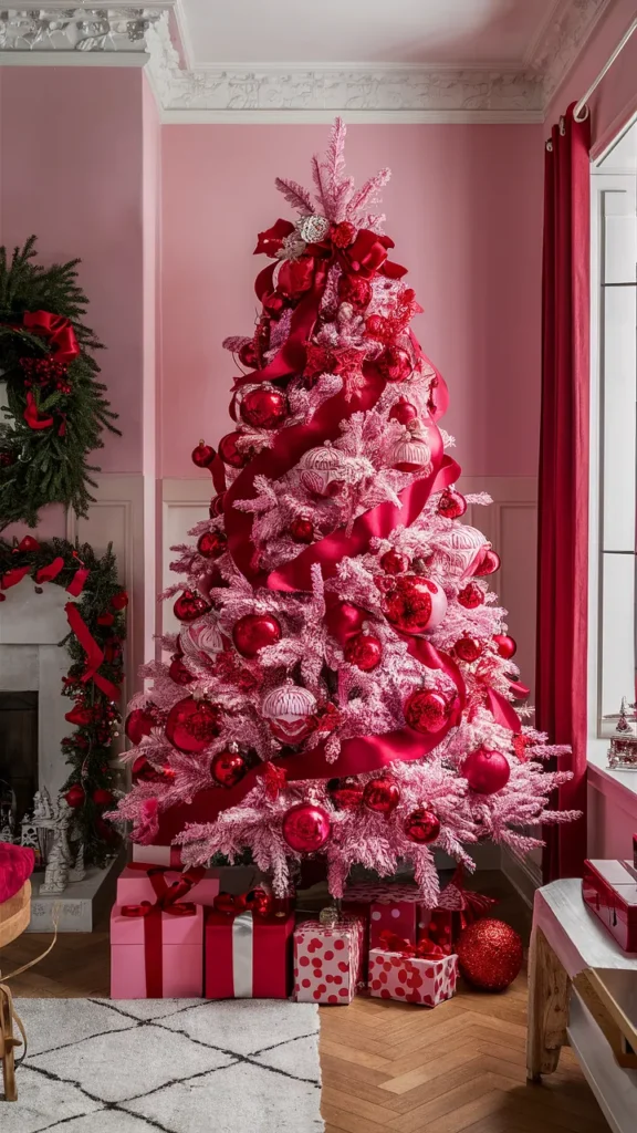 christmas tree pink red