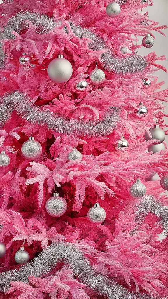 Christmas Tree Pink Silver