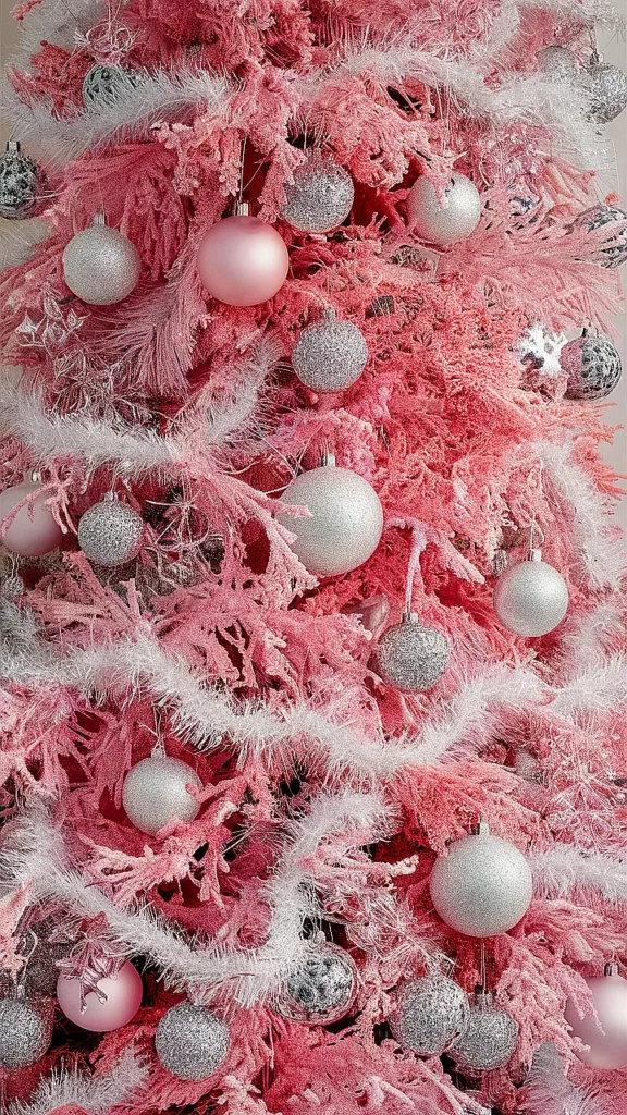 Christmas Tree Pink Silver