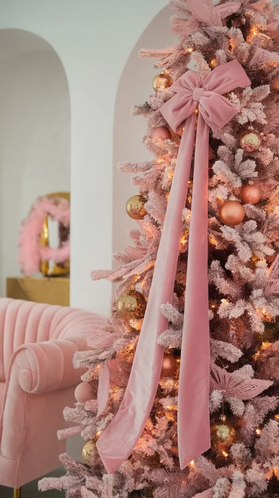 christmas tree pink velvet ribbon