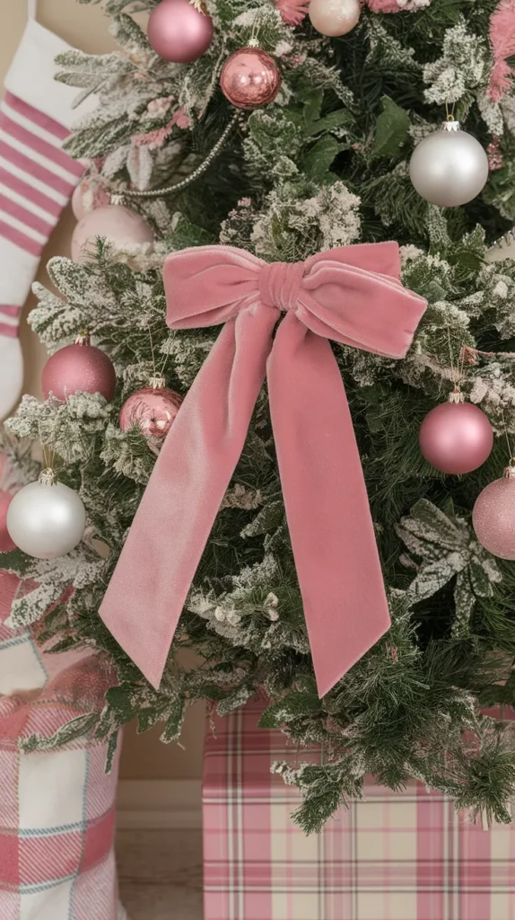 christmas tree pink velvet ribbon