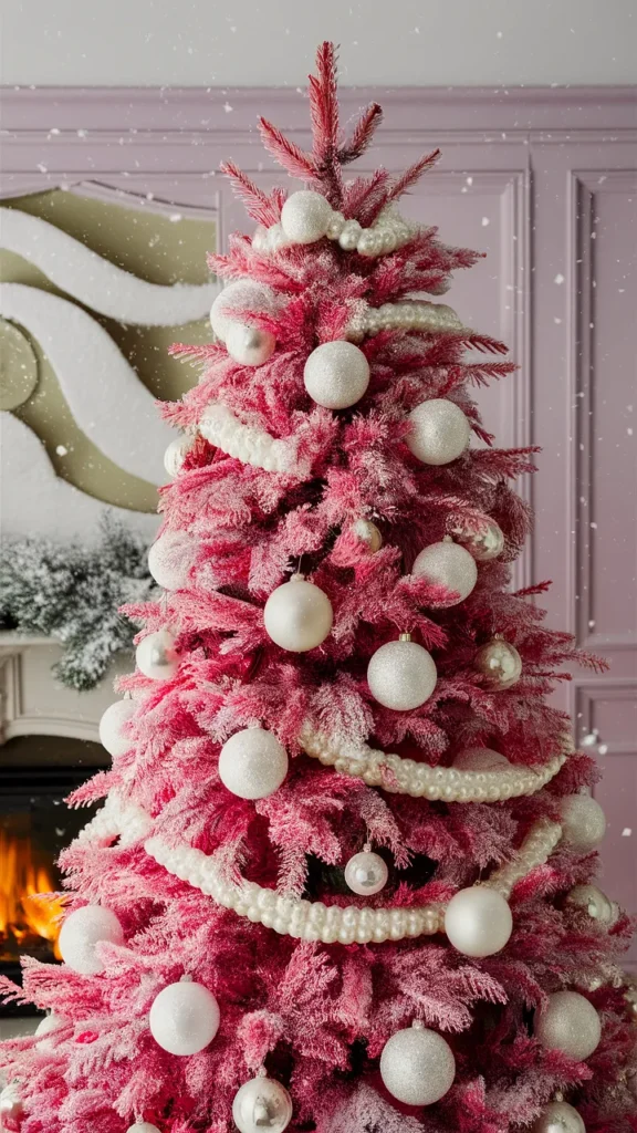 christmas tree pink white