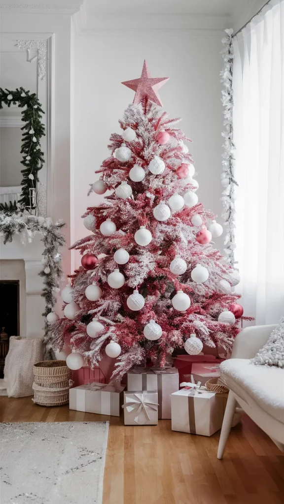 christmas tree pink white