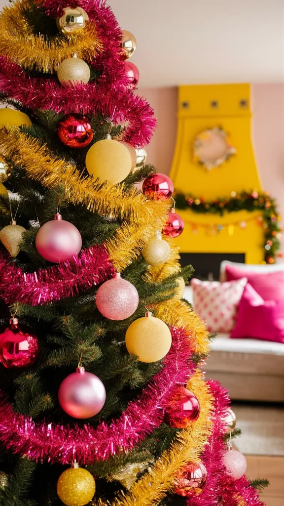 christmas tree pink yellow