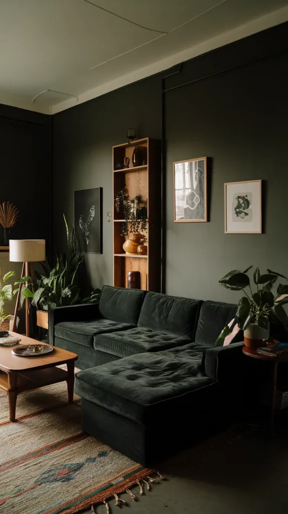 dark green living room walls inspiration