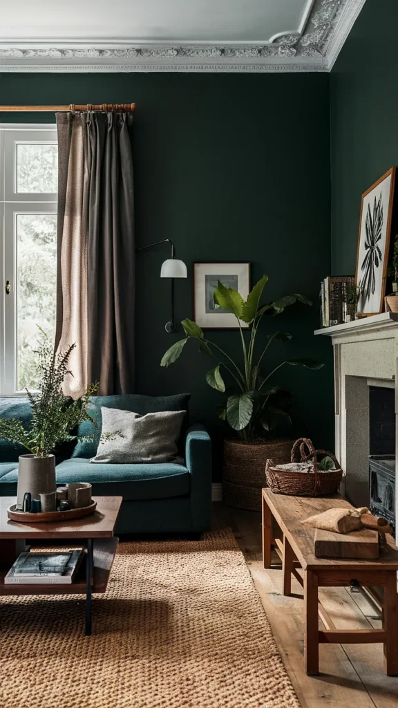dark green living room walls inspiration